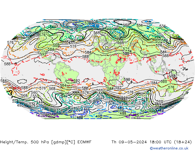 Z500/Rain (+SLP)/Z850 ECMWF jeu 09.05.2024 18 UTC
