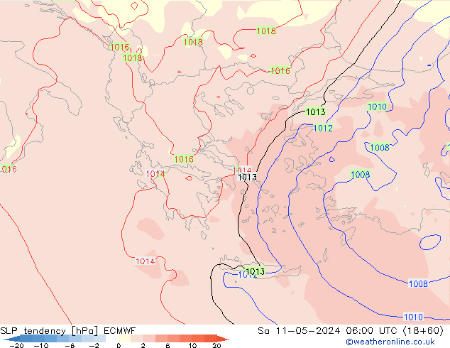 Tendencia de presión ECMWF sáb 11.05.2024 06 UTC