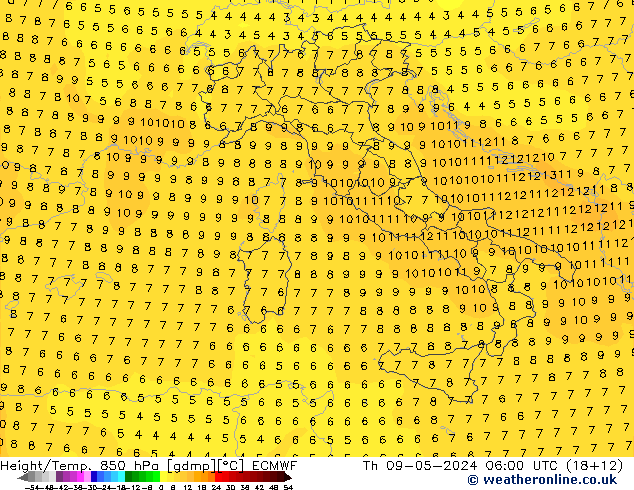 Z500/Rain (+SLP)/Z850 ECMWF  09.05.2024 06 UTC