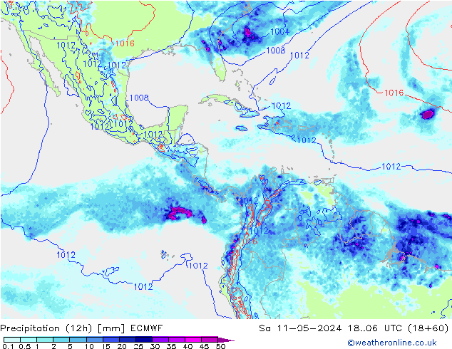 Precipitation (12h) ECMWF Sa 11.05.2024 06 UTC
