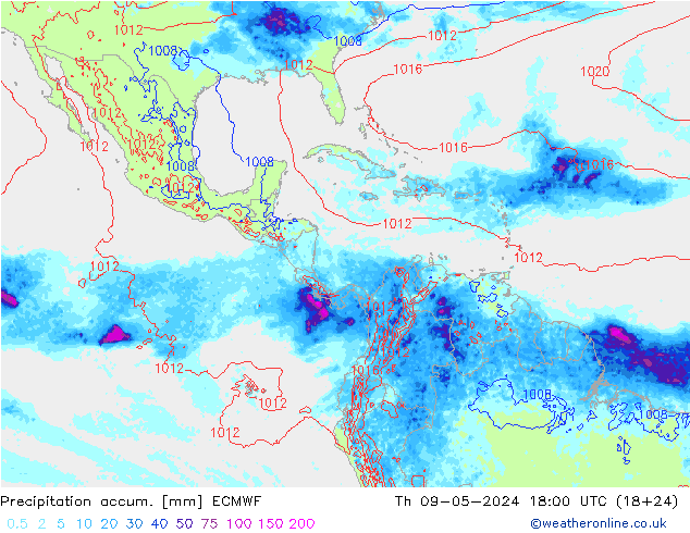Precipitation accum. ECMWF Th 09.05.2024 18 UTC