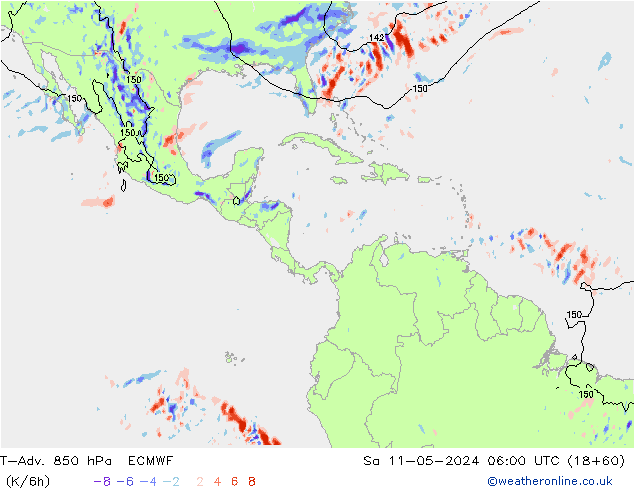 T-Adv. 850 hPa ECMWF Sa 11.05.2024 06 UTC