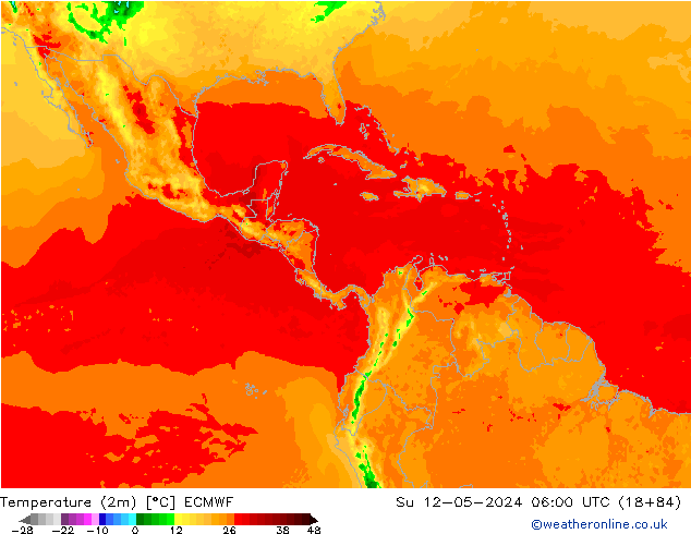 Temperatuurkaart (2m) ECMWF zo 12.05.2024 06 UTC