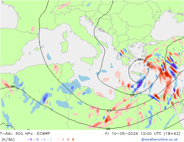 T-Adv. 500 hPa ECMWF pt. 10.05.2024 12 UTC