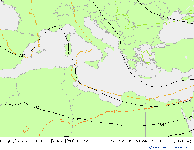 Z500/Rain (+SLP)/Z850 ECMWF Su 12.05.2024 06 UTC