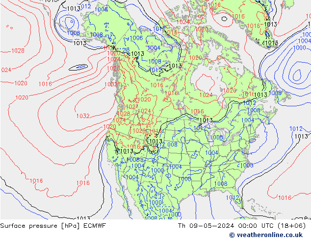 pressão do solo ECMWF Qui 09.05.2024 00 UTC