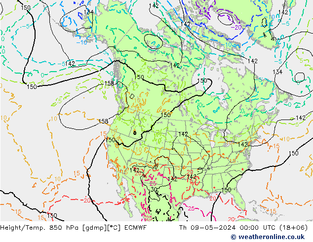 Z500/Rain (+SLP)/Z850 ECMWF Do 09.05.2024 00 UTC
