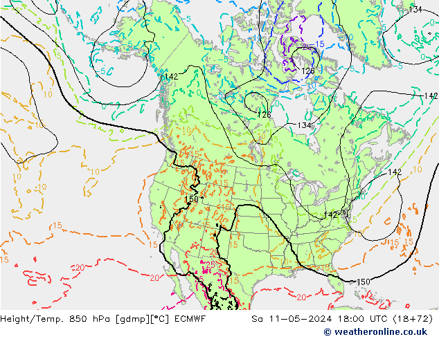 Yükseklik/Sıc. 850 hPa ECMWF Cts 11.05.2024 18 UTC