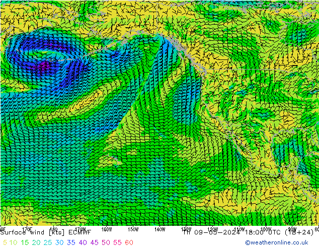 Surface wind ECMWF Th 09.05.2024 18 UTC