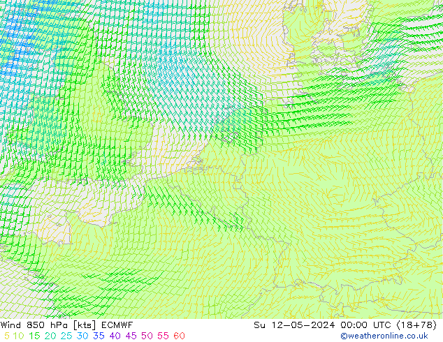 Wind 850 hPa ECMWF Su 12.05.2024 00 UTC