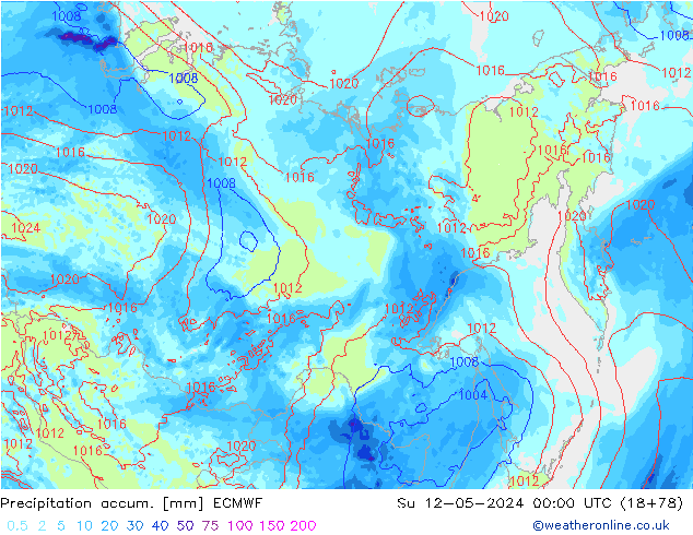 Precipitation accum. ECMWF Su 12.05.2024 00 UTC