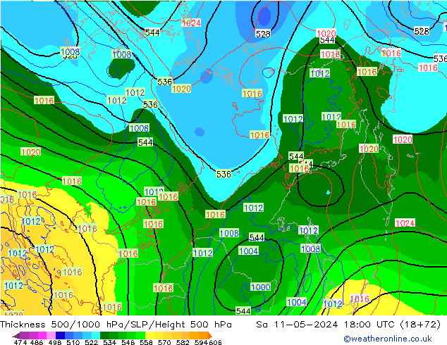 Thck 500-1000hPa ECMWF Sa 11.05.2024 18 UTC