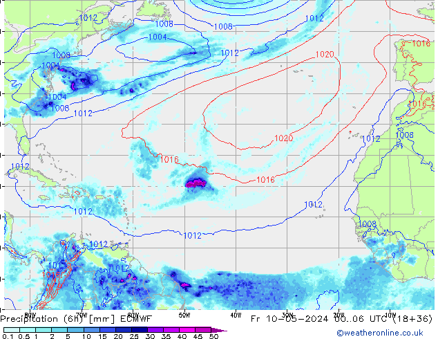 Z500/Regen(+SLP)/Z850 ECMWF vr 10.05.2024 06 UTC