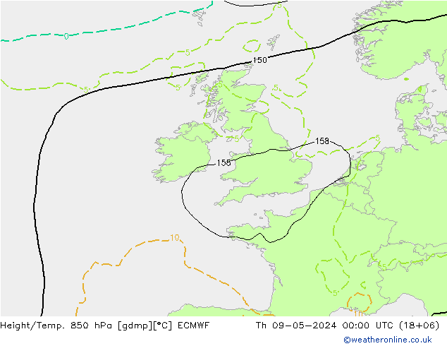 Height/Temp. 850 hPa ECMWF Qui 09.05.2024 00 UTC