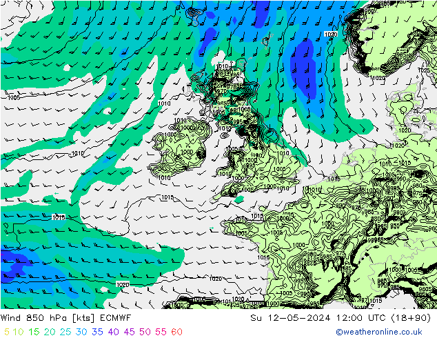 Vent 850 hPa ECMWF dim 12.05.2024 12 UTC