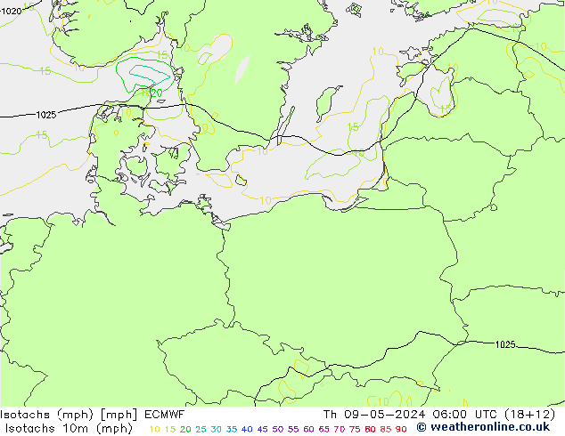 Isotachen (mph) ECMWF do 09.05.2024 06 UTC