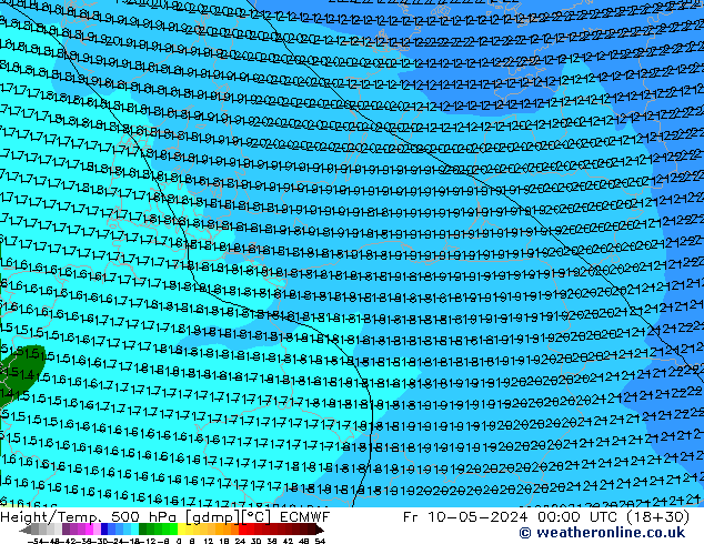 Yükseklik/Sıc. 500 hPa ECMWF Cu 10.05.2024 00 UTC
