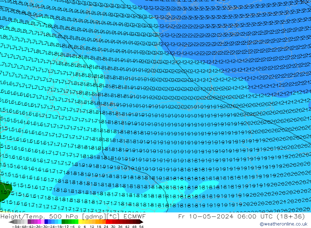 Z500/Rain (+SLP)/Z850 ECMWF Fr 10.05.2024 06 UTC