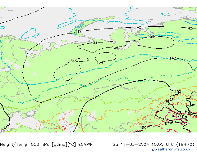 Z500/Rain (+SLP)/Z850 ECMWF  11.05.2024 18 UTC