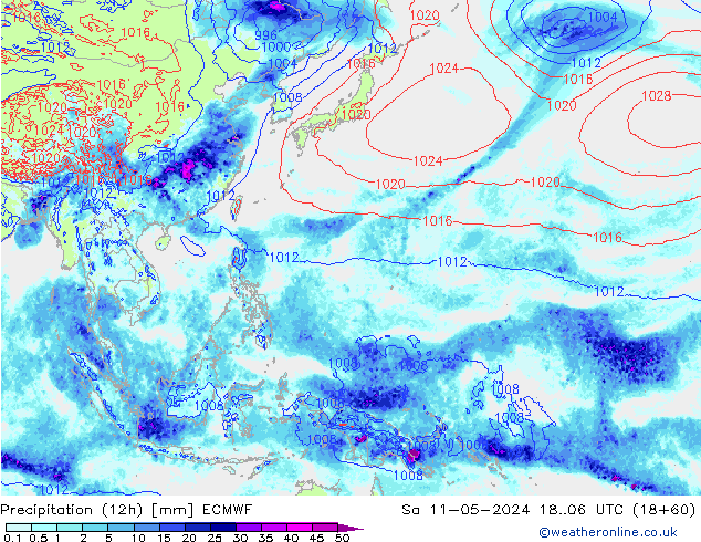 Précipitation (12h) ECMWF sam 11.05.2024 06 UTC