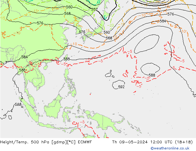 Z500/Rain (+SLP)/Z850 ECMWF чт 09.05.2024 12 UTC
