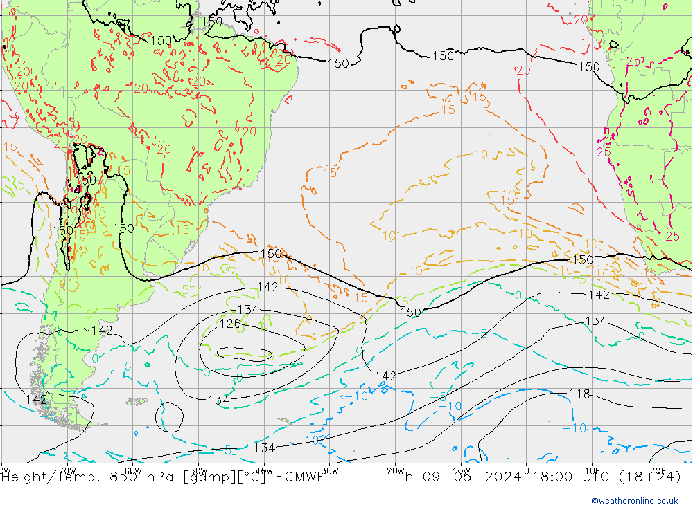 Z500/Rain (+SLP)/Z850 ECMWF jue 09.05.2024 18 UTC