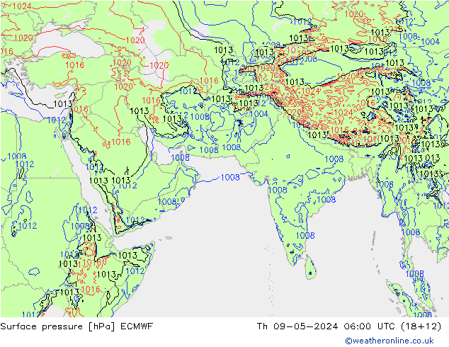 地面气压 ECMWF 星期四 09.05.2024 06 UTC