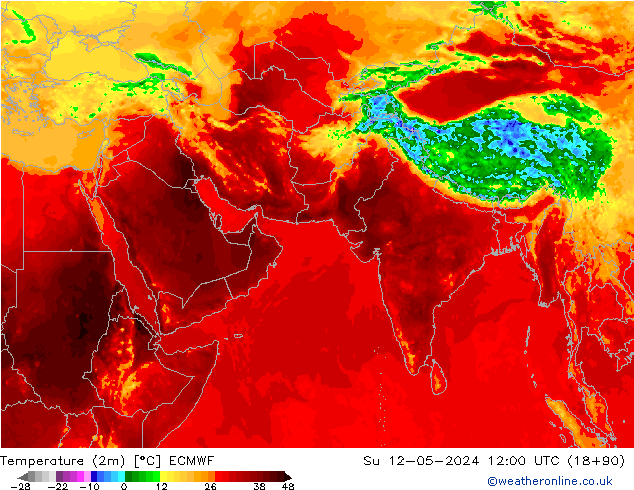 温度图 ECMWF 星期日 12.05.2024 12 UTC