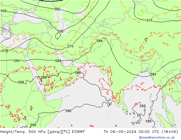 Height/Temp. 500 hPa ECMWF 星期四 09.05.2024 00 UTC