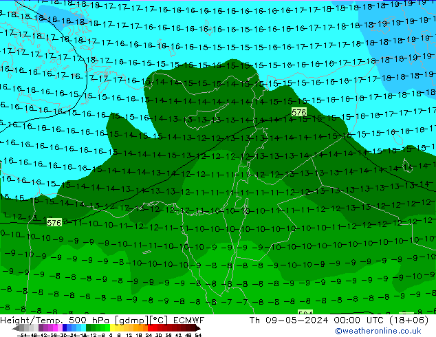 Géop./Temp. 500 hPa ECMWF jeu 09.05.2024 00 UTC