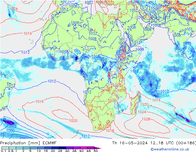 precipitação ECMWF Qui 16.05.2024 18 UTC