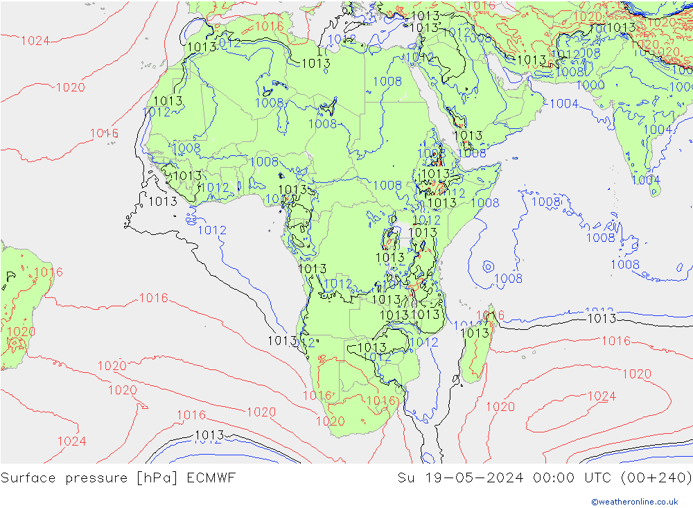 Yer basıncı ECMWF Paz 19.05.2024 00 UTC