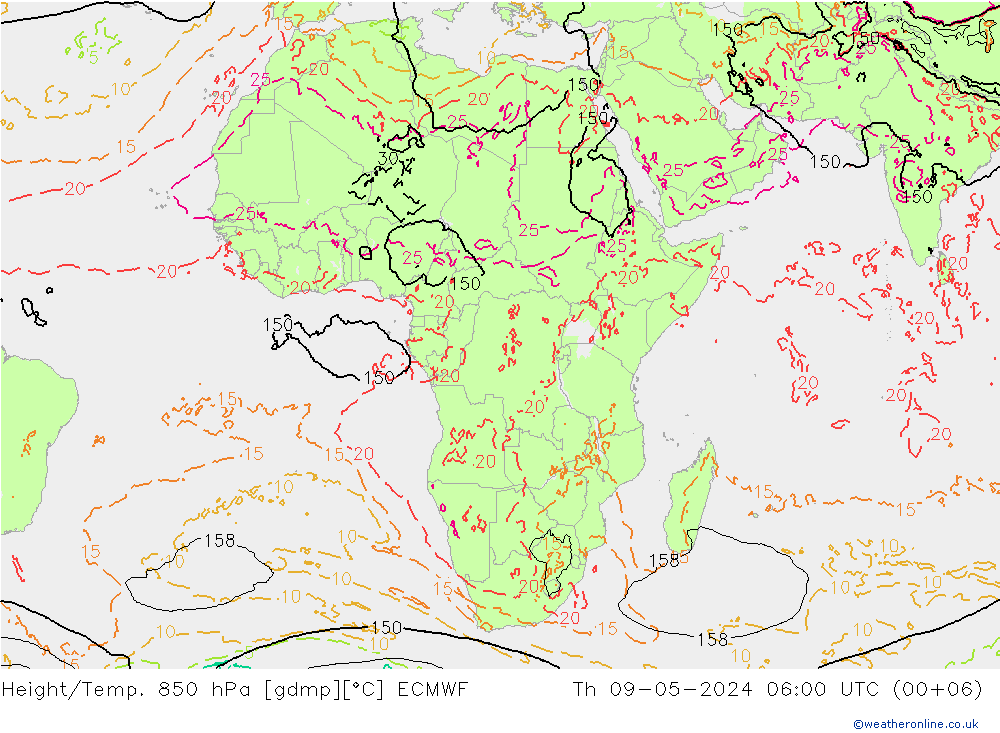 Z500/Rain (+SLP)/Z850 ECMWF czw. 09.05.2024 06 UTC