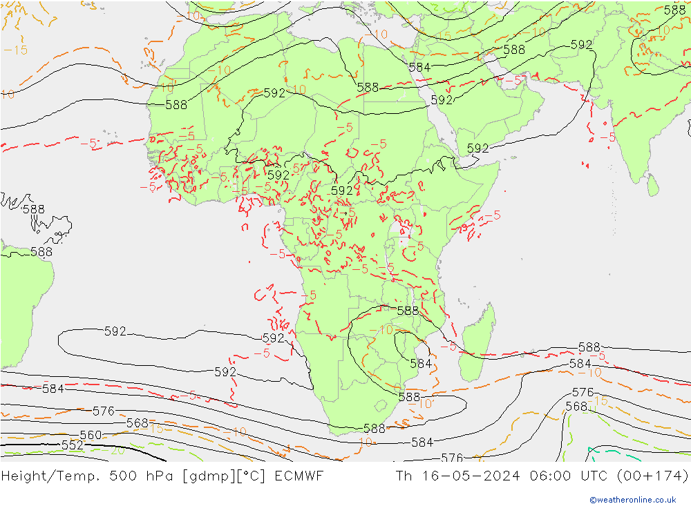 Z500/Rain (+SLP)/Z850 ECMWF gio 16.05.2024 06 UTC