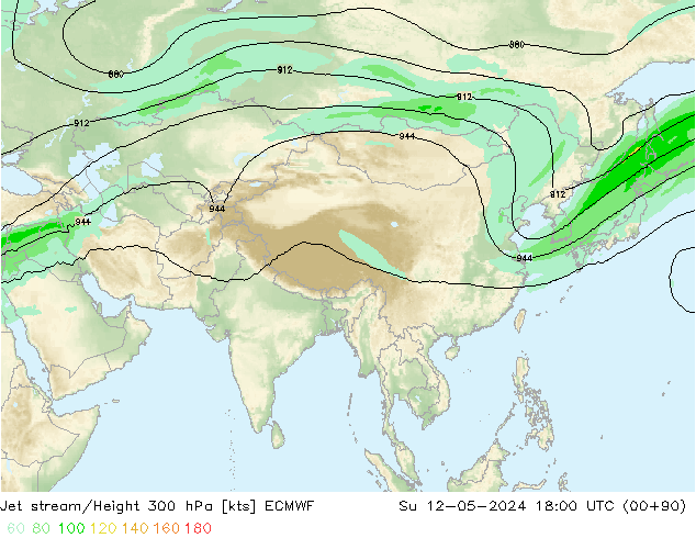 Jet stream/Height 300 hPa ECMWF Su 12.05.2024 18 UTC