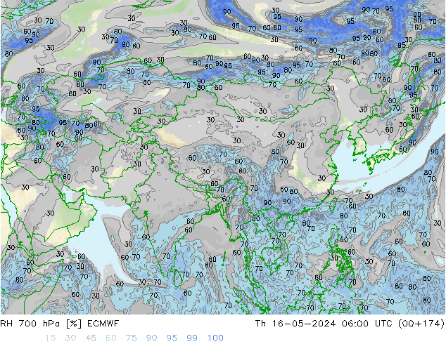 RH 700 hPa ECMWF  16.05.2024 06 UTC