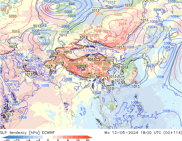 Tendenza di Pressione ECMWF lun 13.05.2024 18 UTC