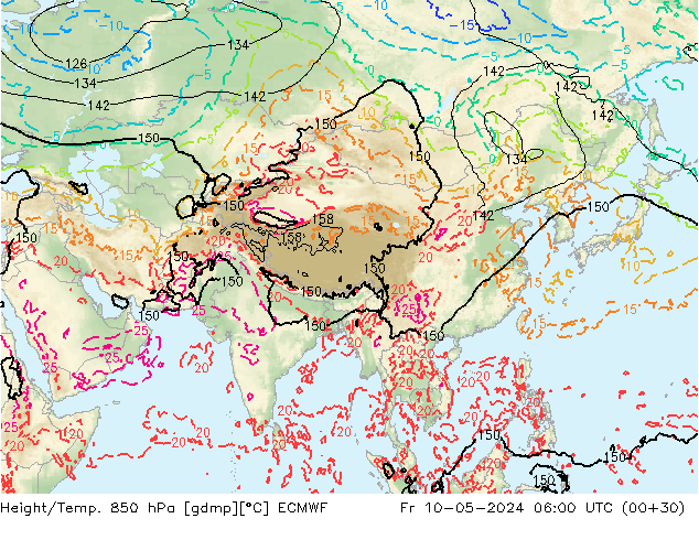 Height/Temp. 850 hPa ECMWF ven 10.05.2024 06 UTC