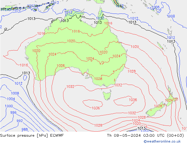 Bodendruck ECMWF Do 09.05.2024 03 UTC