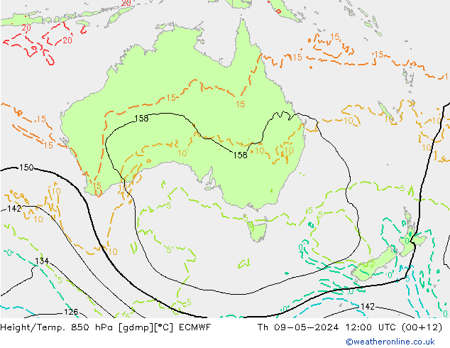 Height/Temp. 850 гПа ECMWF чт 09.05.2024 12 UTC
