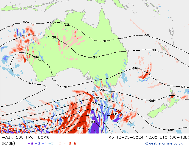 T-Adv. 500 hPa ECMWF Po 13.05.2024 12 UTC