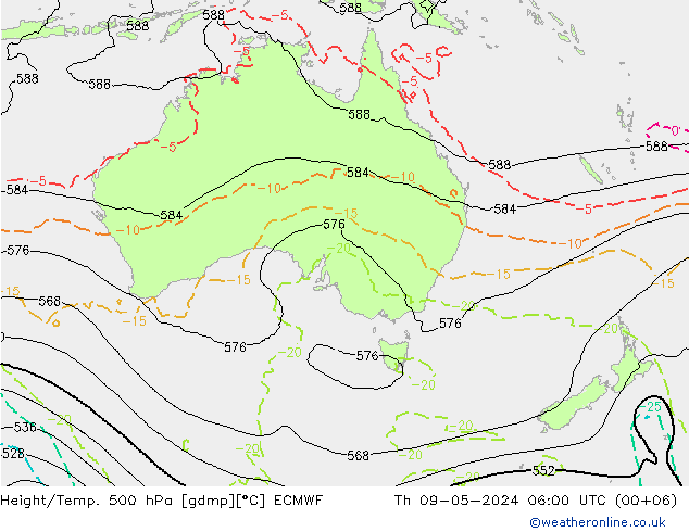 Height/Temp. 500 hPa ECMWF Do 09.05.2024 06 UTC