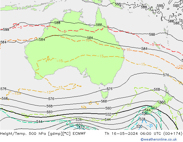 Z500/Rain (+SLP)/Z850 ECMWF gio 16.05.2024 06 UTC