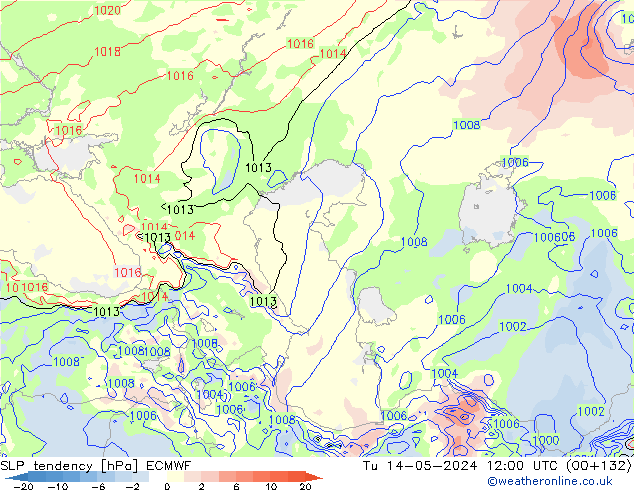 Tendenza di Pressione ECMWF mar 14.05.2024 12 UTC