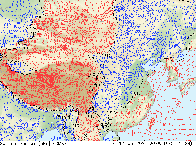 地面气压 ECMWF 星期五 10.05.2024 00 UTC