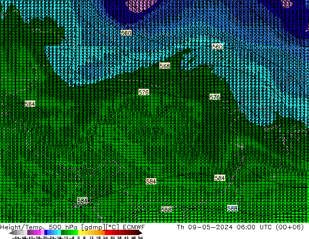 Z500/Yağmur (+YB)/Z850 ECMWF Per 09.05.2024 06 UTC
