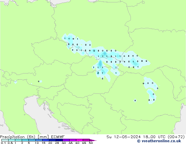 Z500/Yağmur (+YB)/Z850 ECMWF Paz 12.05.2024 00 UTC