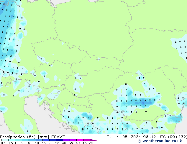 Precipitação (6h) ECMWF Ter 14.05.2024 12 UTC
