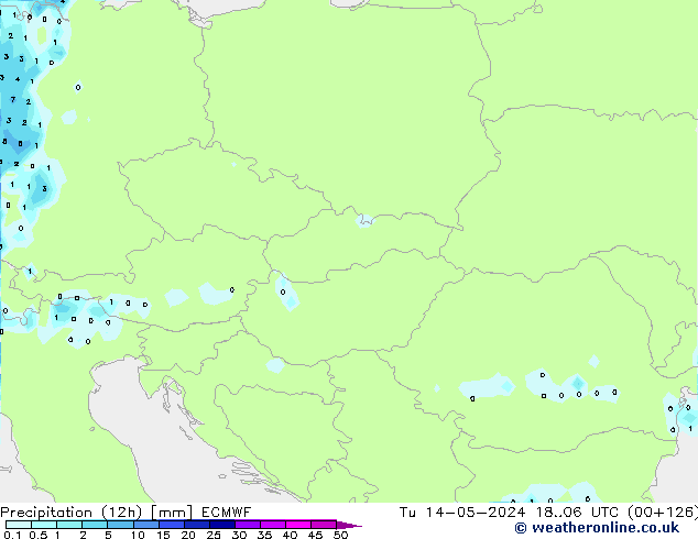 Precipitation (12h) ECMWF Tu 14.05.2024 06 UTC