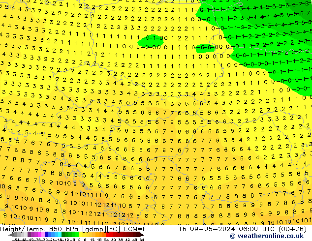 Z500/Rain (+SLP)/Z850 ECMWF Th 09.05.2024 06 UTC